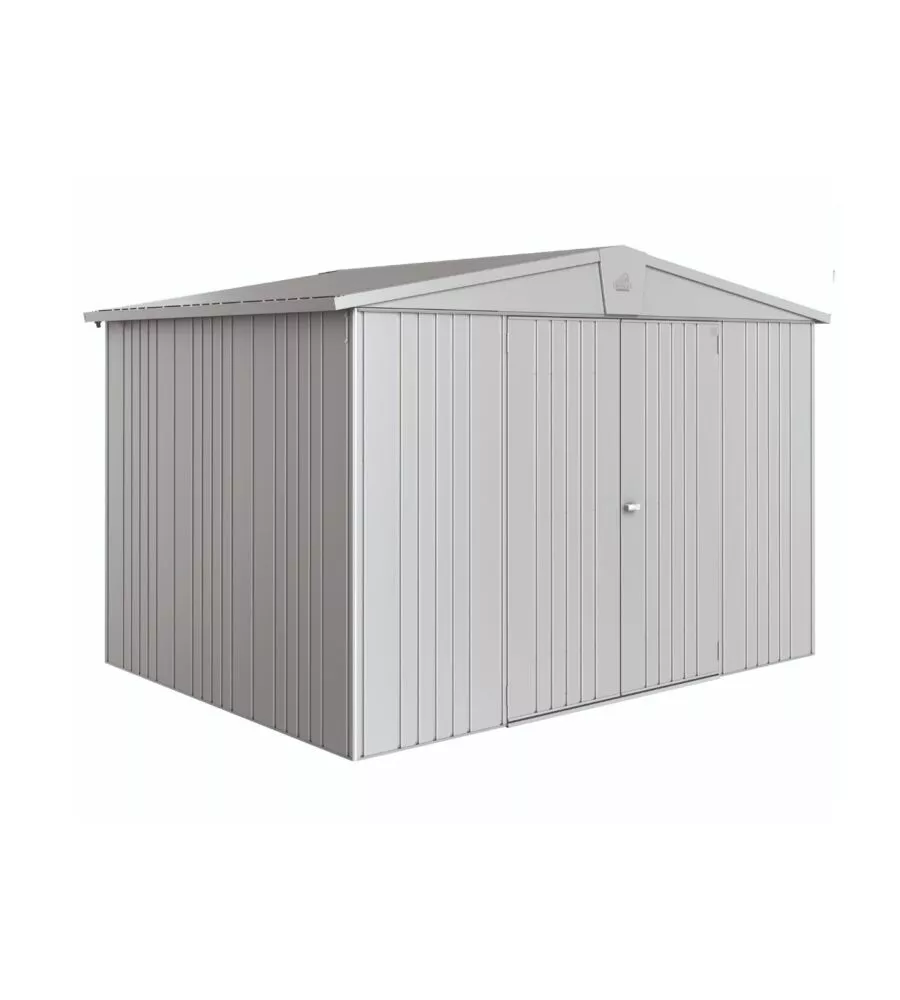 CASETTA DA GIARDINO BIOHORT "EUROPA  5" IN ACCIAIO ZINCATO COLORE ARGENTO METALLIZZATO 316X228X209 CM